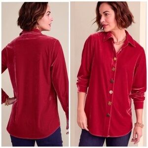 Soft Surroundings Filigree Velvet Boyfriend Shirt